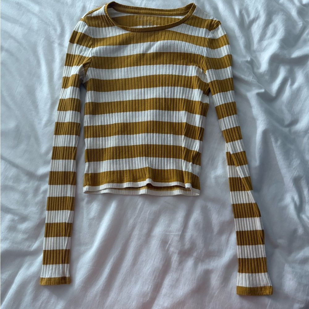 Striped Long Sleeve Ribbed Top
